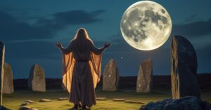 Waning gibbous spiritual meaning Celtic Druid tradition stone circle ancient wisdom release ritual